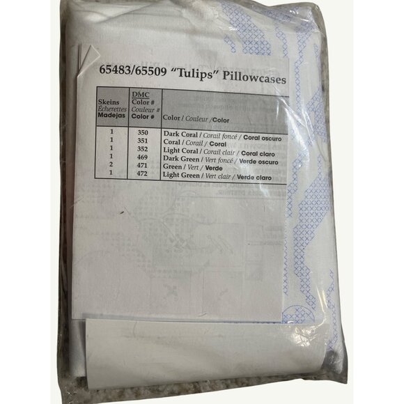 Bucilla Special Edition Premium Percale Tulips Pillowcases Craft Kit - Picture 6 of 7